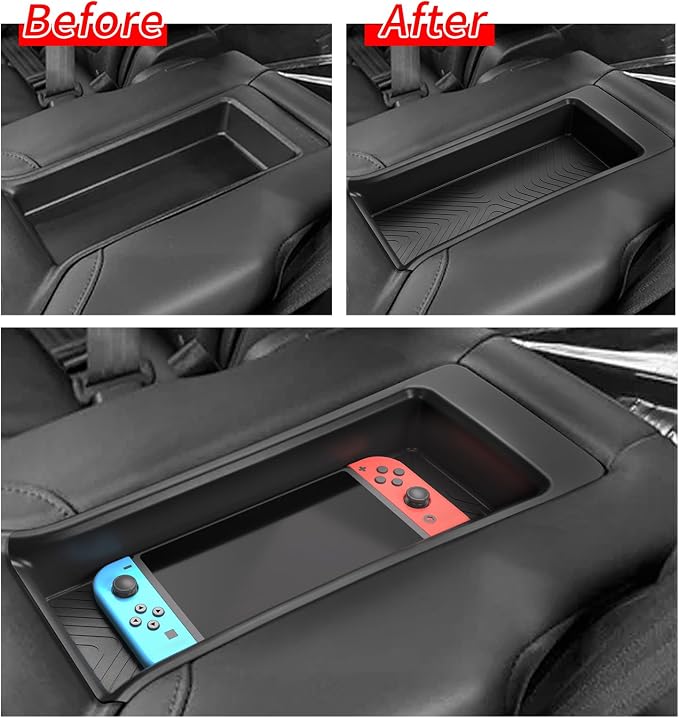 smabee 2nd Row Armrest Storage Box Compatible with Honda Pilot 2023 2024 2025 2026 Console Tray TPE Accessories Interior Storage Box Tray Insert Black