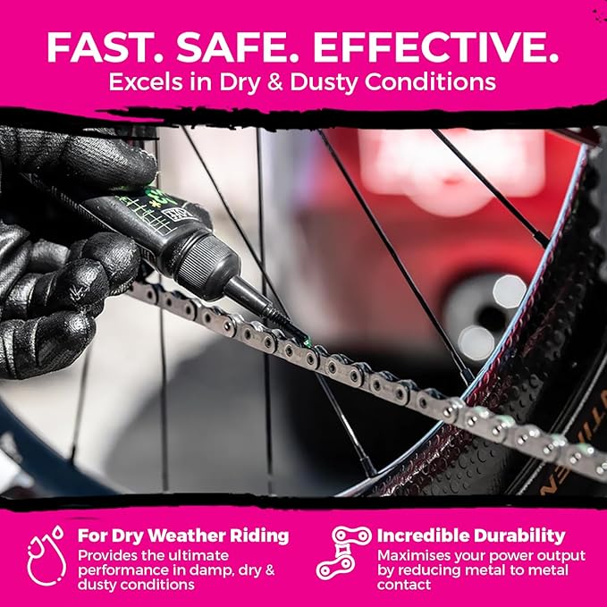 Muc-Off C3 Dry Weather Ceramic Lube 120ml (Pack of 2) with Microfiber Cloth | Premium Chain Lubricant for Dry, Dusty & Damp Conditions | Ceramic Protection with UV Dye