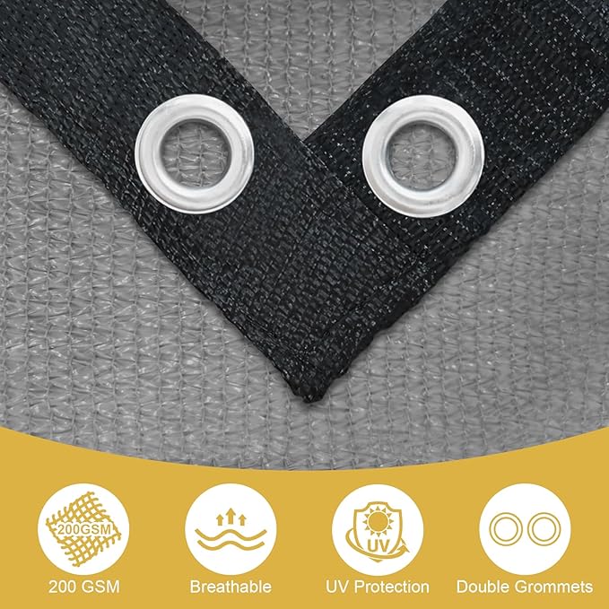 Shade&Beyond Customized Size 90% Sun Shade Cloth with Grommets, 10' X 10' Pergola Shade Cover Canopy, Mesh Tarp Sun Screens for Patio, Outdoor, Garden, Backyard, Light Gray, GN10