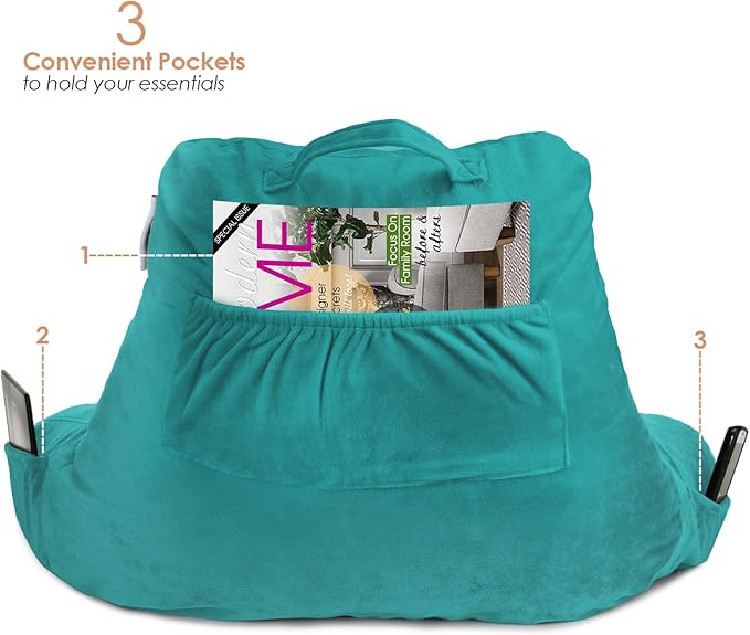 Nestl Reading Pillow for Kids & Teens with Shredded Memory Foam, Backrest Pillows for Reading, Watching, and Gaming, Use on The Couch, Bed, or Floor, Adjustable Support with Washable Cover Teal