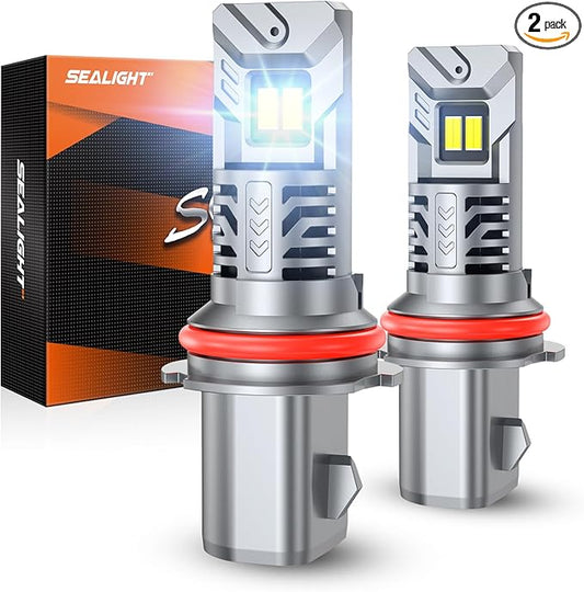 SEALIGHT 9004 LED HeadIight Bulbs 50000LM 9004/hb1 LED Bulbs For Powersports With Cooling Fan, Plug-N-Play, 2 Pack