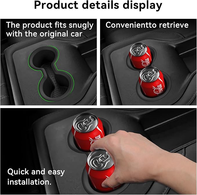 smabee 2nd Row Cup Holder Inserts for Honda Pilot 2023 204 2025 2026 TPE Accessories Drinks Holder Box Rear Cup Holder Insert Car Interior Black