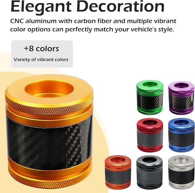 Crash Bar Sliders End Caps CNC Carbon Fiber Inlay Decorative Sliders Fits for 1.25" Front Engine Guard Rear Saddlebag Guard CNC 60mm (Gold)