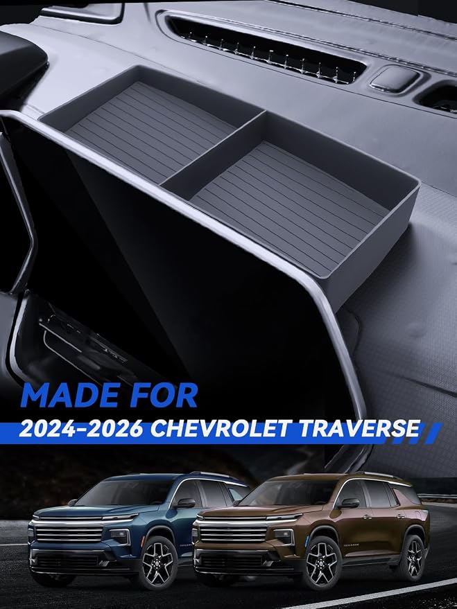 for Traverse Dashboard Console Organizer 2024 2025 2026 Chevy Traverse(LS/LT/Z71/High Country/RS) Accessories Behind Screen Organizer Storage Box Console Dash Tray
