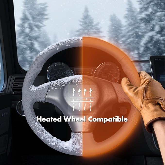 MEWANT Hand Stitch Steering Wheel Cover for Toyota RAV4 1998-2003 / Celica 1999-2006 / Corolla 2003-2008 / Matrix 2002-2008 / MR2 1999-2007 / Supra/Caldina, Custom Fit DIY Wrap Interior Accessories