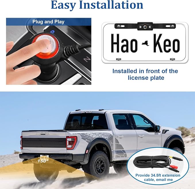 Wired Backup Camera for Truck 7 Inch Monitor Kit Easy to Install in 15 Minutes Starlight Night Vision for Backing Up, HD 2K Rear View Camera with Monitor for Cars Trucks SUVs