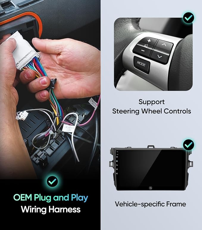 5G WiFi Android Car Stereo for Toyota Corolla 2008 2009 2010 2011 2012, 9 Inch IPS HD Touch Screen Car Radio Wireless CarPlay Android Auto, GPS FM/SWC Bluetooth 1080P Backup Camera