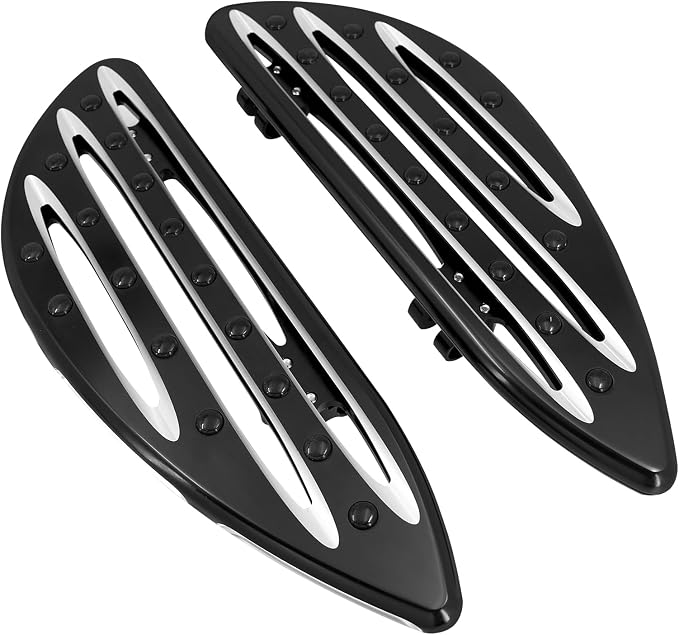 Motorcycle Floorboards Set Driver Passenger Footboards Front Rear Foot Pegs Brake Pedal Fit For Harley Touring Road Glide Street Glide Electra Glide Softail Dyna (Black)