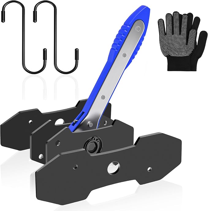 Brake Caliper Compression Tool,360° Swing Ratchet Switch With Additional 2 pcs Large Steel Plate and 2 Hooks&Nylon Grip Work Gloves for Single/Twin/Quad Piston,Disc Brake Repair/Car,Truck,SUV(Blue)