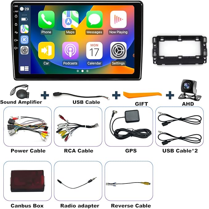 4+64GB 5GWiFi6 Upgrade Car Radio for Chevy Silverado 1500 GMC Sierra 1500 2007-2013, Tahoe Yukon 2007-2014, Equinox Acadia Savana 10" Touch Screen Stereo, Wireless Carplay Android Auto Camera GPS FM