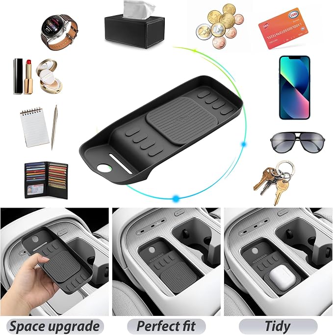 SKTU for 2026 Hyundai Palisade Wireless Charging Mat 2026+ Palisade Center Console Non-Slip Pad Hyundai Palisade 2026 Accessories 2026 Palisade Rubber Console Mat Durable