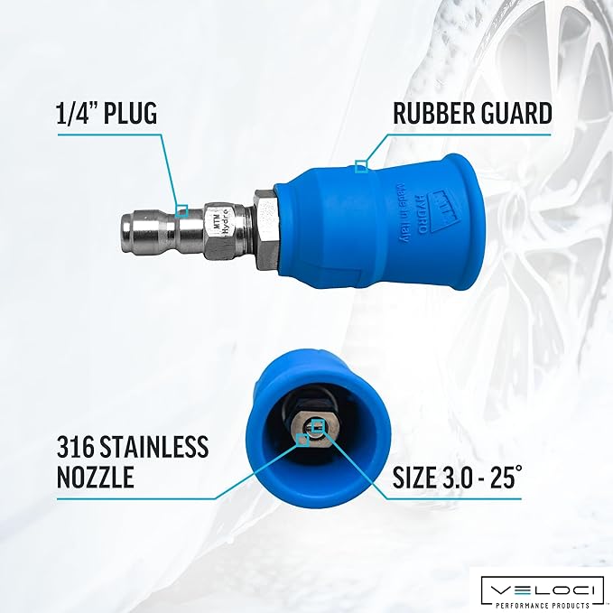 MTM Hydro Acqualine Pressure Washer Nozzle Guard Holder Tips Protector with 1/4” Quick Coupler Plug, 25 Degrees 3.0