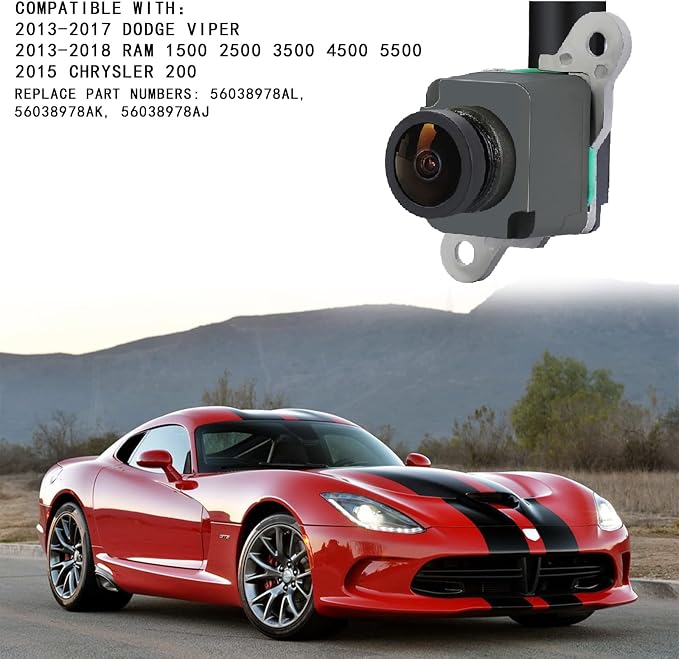 Rear View Backup Camera Compatible with 2013-2017 Dodge Viper丨2013-2018 Ram 1500 2500 3500 4500 5500丨2015 Chrysler 200 Reversing Parking Assist Camera Replaces# 56038978AL