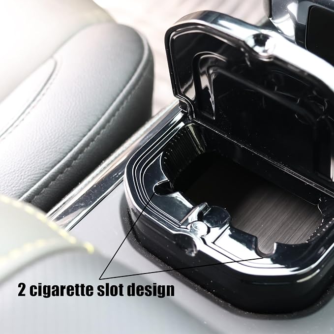 Car Ashtray with Lid - Detachable Non-Cup Holder Design, Stainless Steel Liner Compatible with Chevy Silverado/GMC Sierra 2023-2025, Smoking Accessories with Cigarette Holder Matching Interior.