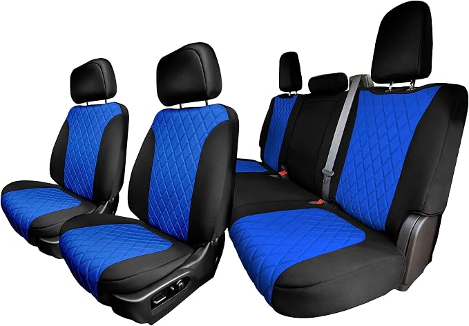 FH Group Custom Fit Car Seat Covers Specifically Made for 2019-2023 GMC Sierra 1500 2500HD 3500HD SLT AT4 Denali - Ultraflex Neoprene Water Resistant Automotive Seat Covers - Full Set Blue