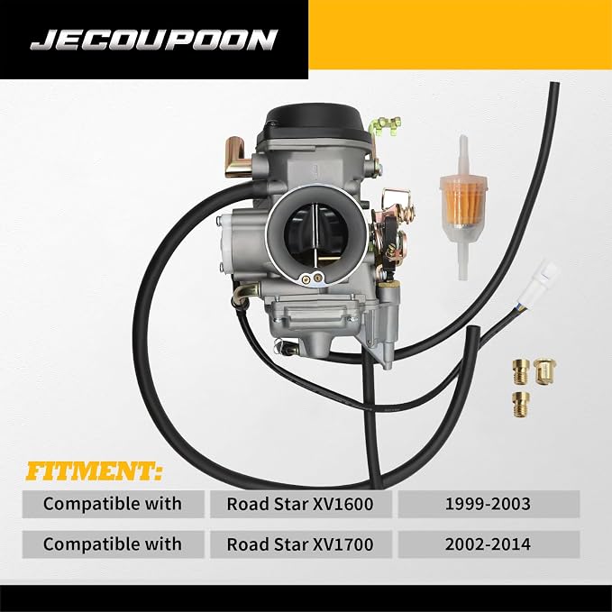 4WM-14101-03-00 Carburetor Compatible with Road Star XV1600 1999-2003 XV1700 2002-2014 4WM-14101-13-00 Carb with Filter