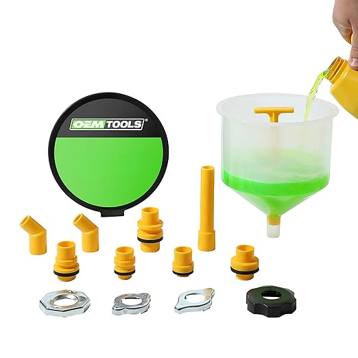 OEMTOOLS No-Spill Coolant Funnel Kit, 15 Piece Fluid and Oil Funnel Set, Allows Access To Hard-To-Reach Radiators