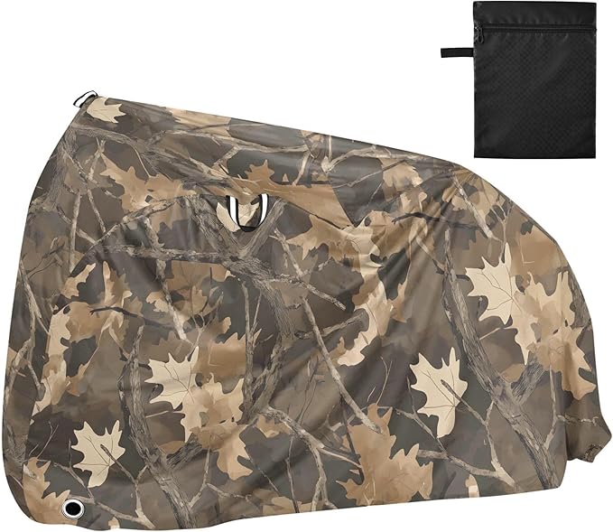 ALAZA Brown Forest Camo Camouflage Bike Cover Waterproof Outdoor Ebike Bicycle Covers Tarp Protection for 1/2 Bikes, Sun UV Dust Wind Proof