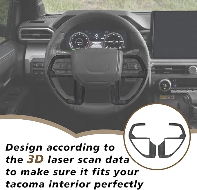 Muslogy Interior Trim Kit Cover 11PCS Compatible with 2024-2026 Toyota Tacoma&2025 2026 4Runner Steering Wheel Center Console Window Switch Inner Door Cover(Won't Fit 2Door Tacoma) (Black Wood Grain)