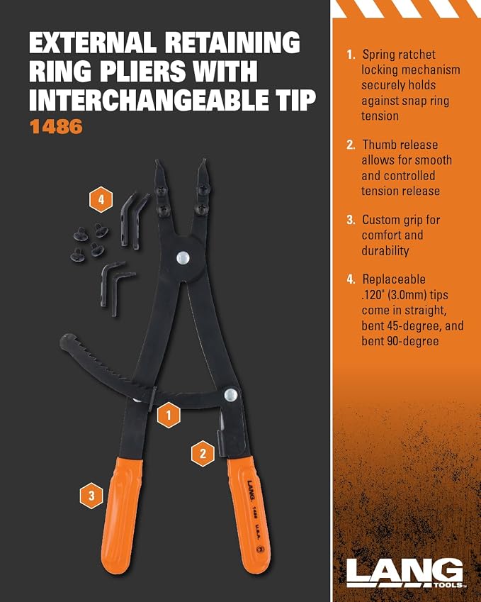 Lang Tools 1486 Heavy Duty External Retaining Ring Pliers