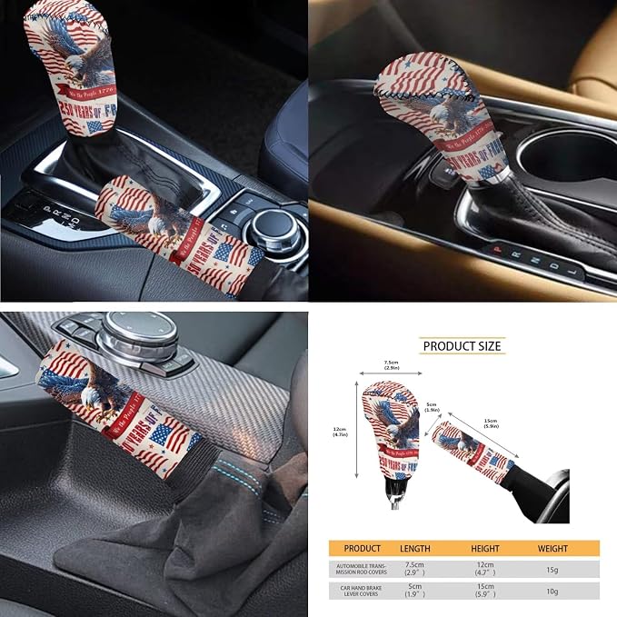 American Flag Eagle Car Seat Cover Set, 11 Piece, 250 Years of Freedom, with Steering Wheel Cover/Seatbelt Pad, Non-Slip Patriotic Auto Accessories for 4th of July & 250th Anniversary