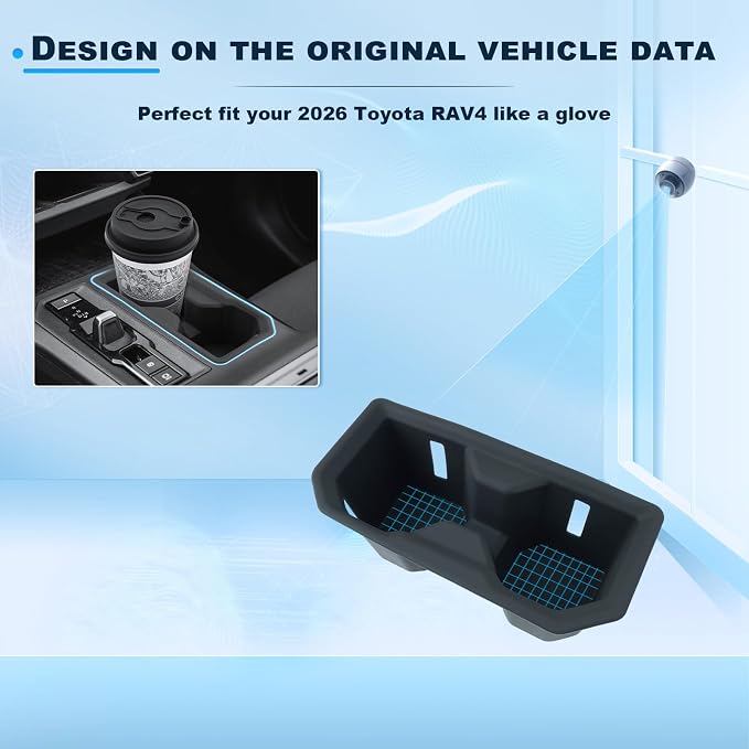 BIXUAN (2PCS) 2026 RAV4 Cup Holder Insert For 2026 Toyota RAV 4 Console Cup Holder+Rear Row Seat Cup Holder Silicone Drink Cup Holder Liner Waterproof Anti-Slip Easy to Clean 2026 RAV 4 Accessories