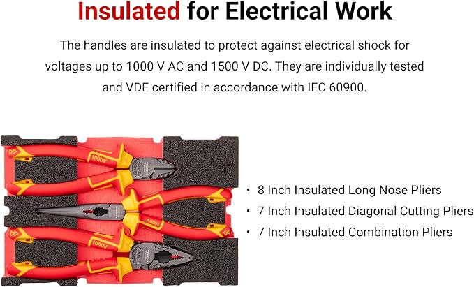 TEKTON Insulated Pliers Set, 3-Piece | PLR96002