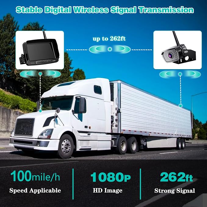 Nuoenx Wireless Backup Camera, 7 Inch Monitor Rear View Camera System for RV, Trailers, Trucks, 5th Wheels, Support 2 Cameras, IP69 Waterproof 18 LED IR Night Vision 152° View Camera, DIY Guide Lines