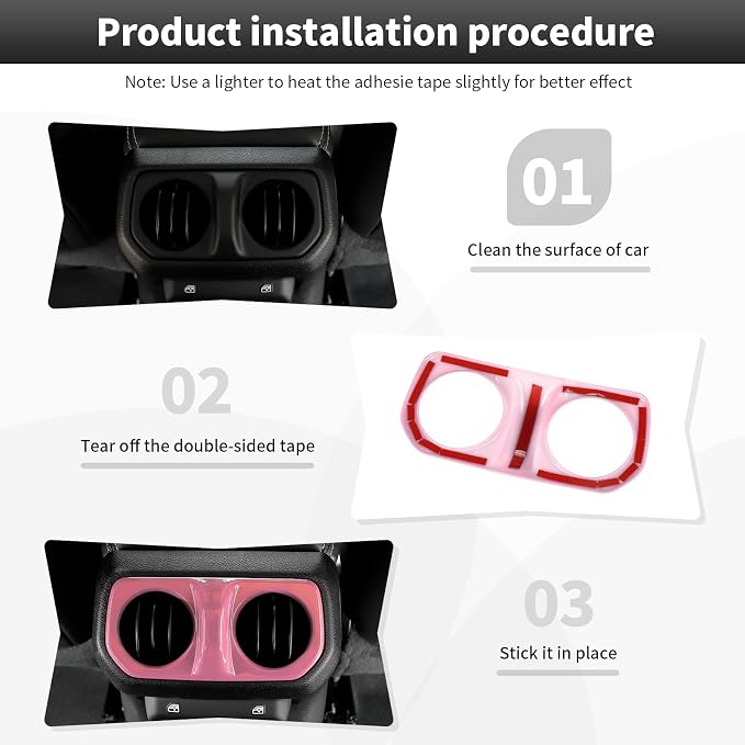 CheroCar Pink 20PCS Interior Trim Kit for Jeep Wrangler JL JLU & JT Gladiator 2018-2023,Dashboard,Steering Button Frame,AC Switch,Roof Speaker,Reading Light,Headlight Switch,Rear Air Vent Trim