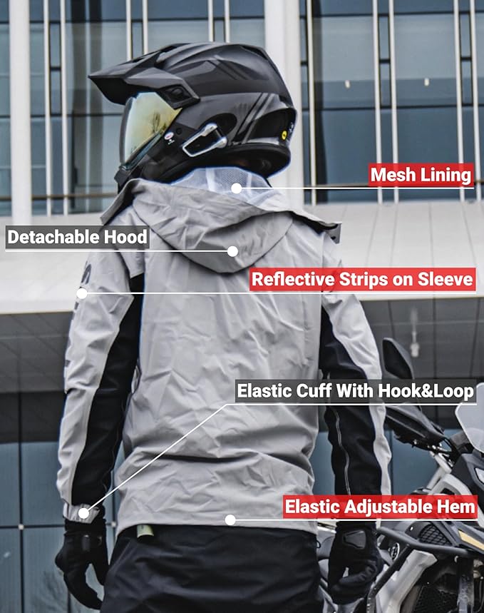 Motorcycle Rain Suit Waterproof Breathable Work Rain Jacket Pants Reflective Raincoat 2 Pieces Rainwear for Men