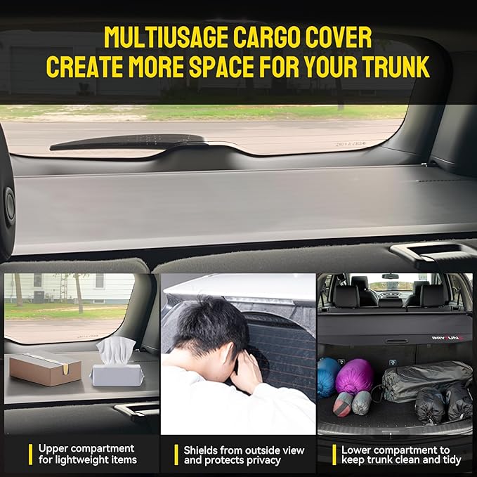 Cargo Cover for Chevy Equinox & GMC Terrain 2018-2024, Retractable Trunk Cover Privacy Shade, Not for EV Model