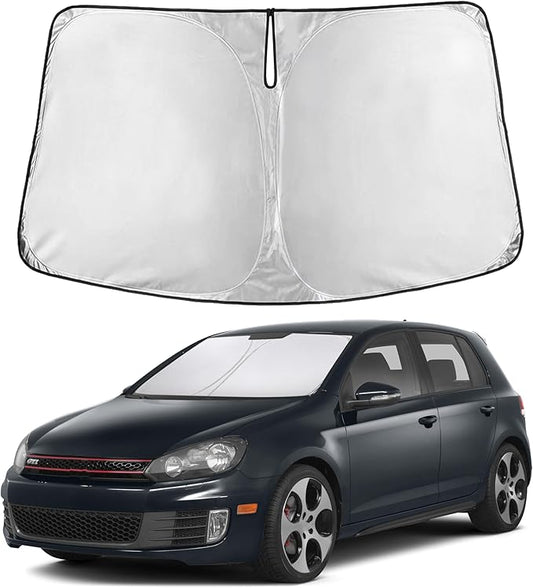 EcoNour Windshield Sunshade Compatible for Volkswagen VW Golf/Rabbit/GTI / R32 MK6 2009-2012 2013 2014, Sun Visor for Front Windshield & Window Sun Shade Cover, UV Heat Protector, Car Accessories