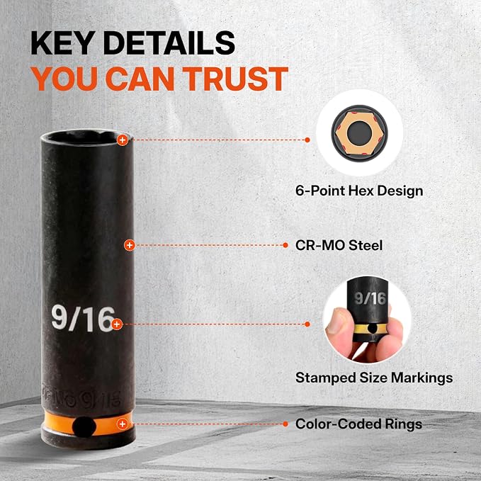 BLACK CANYON 72-Piece 3/8" Drive Impact Socket Set, SAE & Metric Deep & Shallow 6-Point Sockets, Cr-Mo Impact Grade Steel, Heavy-Duty Storage Case for Auto, Truck & Industrial Repair