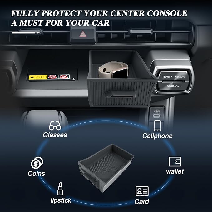 BIBIBO for New 2026 Toyota RAV4 Center Console Storage Drawer Tray 2026 RAV4 Console Organizer Under Navi Cubicle Extra Storage Box Drawer Silicone 2026 Toyota RAV4 Accessories