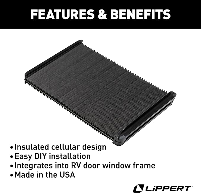Lippert Thin Shade EcoCell Snap-On RV Window Shade for Prepped Entry Doors with Sun-Blocking Protection, Easy Sliding Operation, Quick Installation - 2025009147