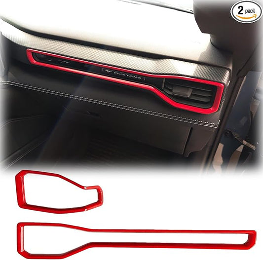 MUXEE Center Consoles A/C Outlet Vent Cover,for Ford Mustang 2024 2025 2026,Dashboard AC Air Vent Outlet Trim Car Sport Interior Accessories - Wine Red
