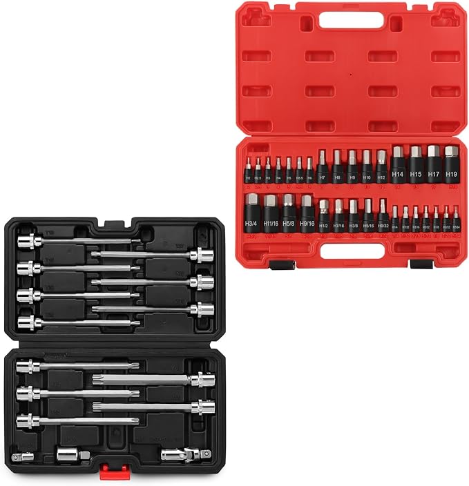 32-Piece Allen Socket Set and 15-Piece Torx Bit Socket Set