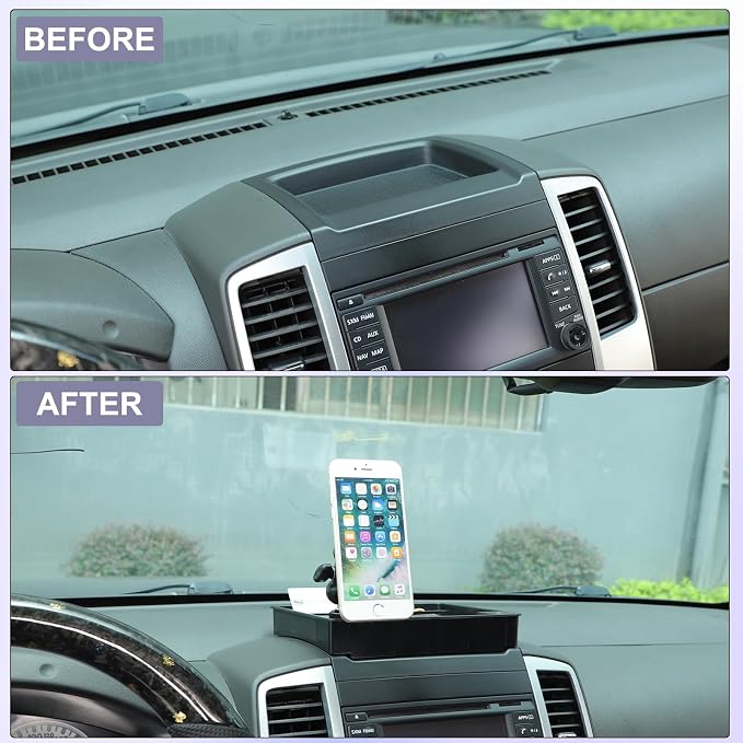 Dash Organizer Tray with Magnetic Phone Holder Compatible with Nissan Frontier 2009-2017,ABS Car Dashboard Storage Box Organizer Holder Tray Mobile Phone Mount Interior Accessories (Style-E)