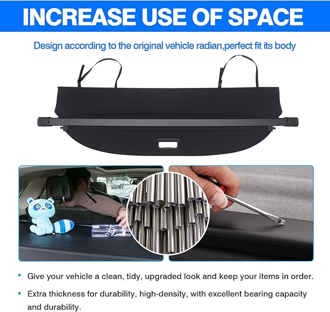 Powerty Cargo Cover for 2015-2024 Nissan Murano 2.5L/3.5L Retractable Trunk Cover for Murano Accessories Security Shielding Shade Cover No Gap