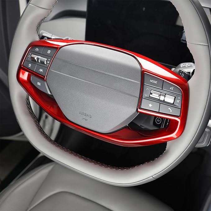 Car Steering Wheel Covers Steering Wheel Button Panel, Protection Frame Molding Trim, Compatible with KIA K4 2024-2026 Accessories (Red)