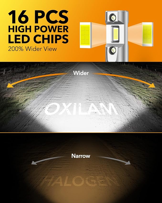 OXILAM Upgraded 9005 9006 Bulbs Combo, 100,000LM 6500K Cool White Super Bright Fog Light Bulbs for Halogen Replacement, Plug and Play, IP68, Pack of 4
