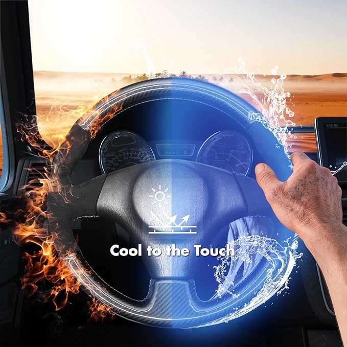 MEWANT Hand Stitch Steering Wheel Cover for Toyota RAV4 1998-2003 / Celica 1999-2006 / Corolla 2003-2008 / Matrix 2002-2008 / MR2 1999-2007 / Supra/Caldina, Custom Fit DIY Wrap Interior Accessories
