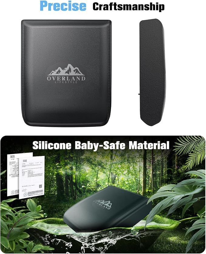 For 2025 Toyota 4Runner Center Console Armrest Cover& Armrest Hidden Privacy Tray 2-In-1 - [Friendly Liquid Silicone Rubber& OEM Design] - Thin Armrest Box Cover - Black