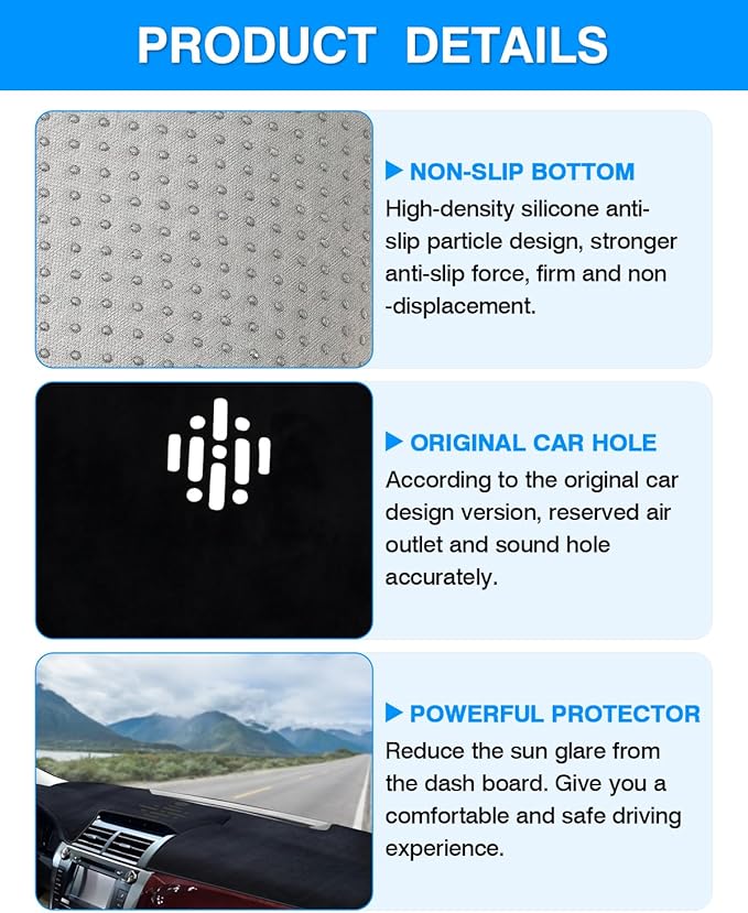 Autorder Dashboard Cover Mat for 2012-2017 Toyota Camry Accessories Dash Cover Flannel Dash Mat Sunshade Glare UV Rays Protector