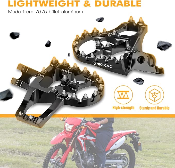 NICECNC Black Extender Foot Pegs Footrests | Compatible with Honda CR125R 250R 02-07 CRF150R 07-22 CRF250R 04-24 CRF450R 02-24