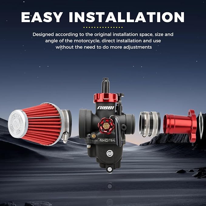 NIBBI Predator 212 Carburetor Kit,212 Predator Performance Part Intake Pipe Inlet Manifold For Mini Bike 196cc/212cc/224cc Engine GX160 GX200 with Air Filters (Red)