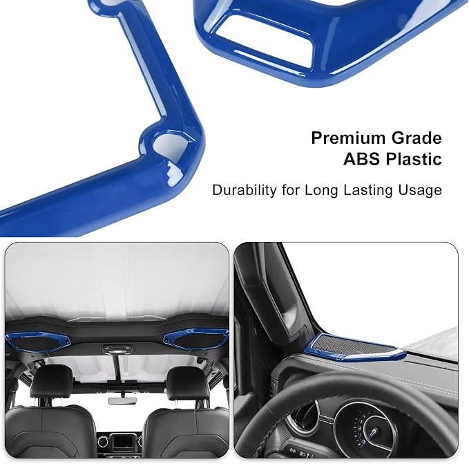 RT-TCZ A Pillar Speaker Trim Cover & Roof Speaker Audio Trim Cover Ring Kit Decoration Interior Accessories for Jeep Wrangler JL JLU & Gladiator JT 2018-2022,Blue