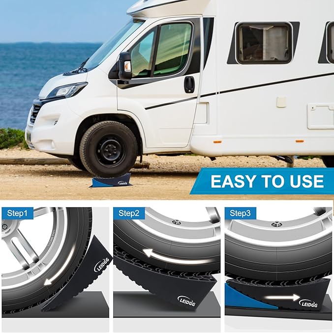 2Packs RV Leveling Blocks System Kit Camper Leveling Blocks for RVS Trailer with Carrying Bag, Anti-Slip Mats, T Bubble Level Up to 35000 LBS Blue