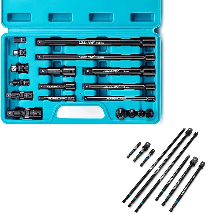 Libraton 18PCS Socket Extension Set and 9PCS Socket Adapter Set 3" 6" 12"
