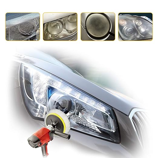 Visbella Auto Vehicle Headlight Restoration Kit, DIY Car Care Electric Repair Kit to Restore Oxidation Hazy Yellow Scratch for Headlights, Taillights, Fog or Directional Lights (Electric Solution)